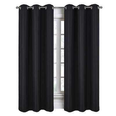 RT Designers Collection Lava Jacquard Grommet Curtain Panel Pair 36" x 84" Black