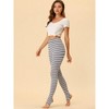 INSPIRE CHIC Women's Printed Stripe High Waist Elastic Waistband Yoga Stirrup Pants - 3 of 4