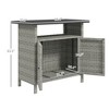 Wicker Outdoor Storage Cabinet with Two Doors and Shelf for Outdoor Pool Towel Storage - 3 of 4