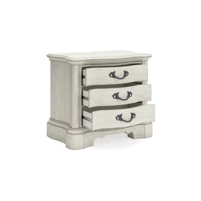 Antique White Traditional 3-Drawer Nightstand with Power Outlet