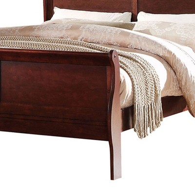 Cherry Twin Sleigh Bed with Wood Frame and Headboard