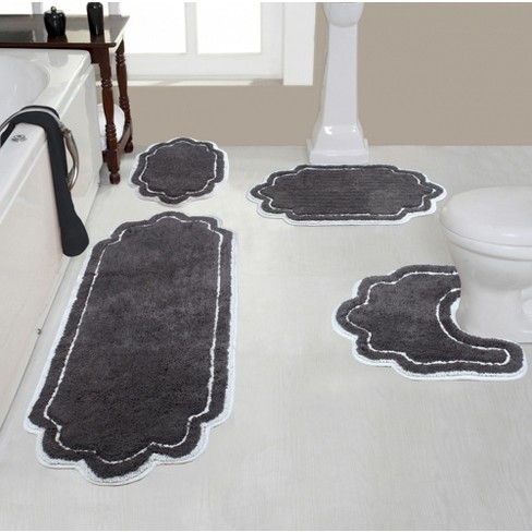 Set Of 4 Gradiation Rug Collection Grey Cotton Tufted Bath Rug Set - Home  Weavers : Target