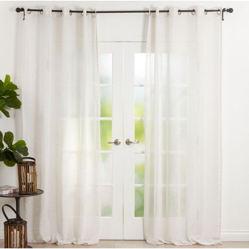 Saro Lifestyle Window Curtains With Sheer Linen Blend Design, 1 of 3