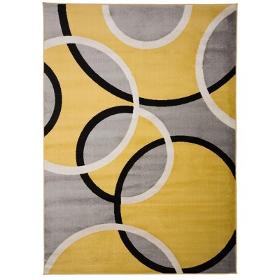 World Rug Gallery Contemporary Abstract Circles Design Gray 6'6