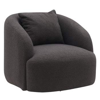 Soft Boucle Upholstered Swivel Accent Barrel Chair Wide Seat Round Single Sofa Chair 360 Swivel