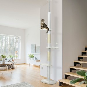 Sapphtopaz Floor-to-Ceiling Vertical Cat Tree, Multi-Level Cat Tower with Large Condo Sisal Scratching Post, Climbing Ladder for Playing and Climbing - 1 of 4