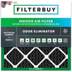 Filterbuy 16x16x1 Air Filter (1-Pack), Pleated MERV 8 Odor Eliminator Replacement HVAC AC Furnace Filters (Actual Size: 15.75 x 15.75 x 0.75) - 1 of 4