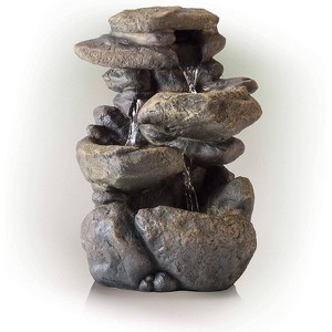11" Resin Tiered Rock Tabletop Fountain with LED Lights Bronze - Alpine Corporation: Indoor/Outdoor Decor, 3 Basins, Electric Powered - 1 of 4