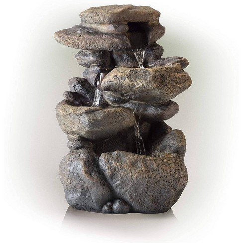 11" Resin Tiered Rock Tabletop Fountain with LED Lights Bronze - Alpine Corporation - image 1 of 4