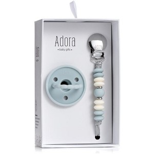 Baby Soother Silicone Pacifiers & Coordinating Mini Clip – Scalloped/Classic Design Infants Self-Soothing & Comforting Gift Set of 2 for Newborns - 1 of 4