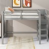 XIYUYEU Full Size Loft Bed Pine Bed Frame with Wardrobe, Stairs and Guardrail, Gray - 2 of 4