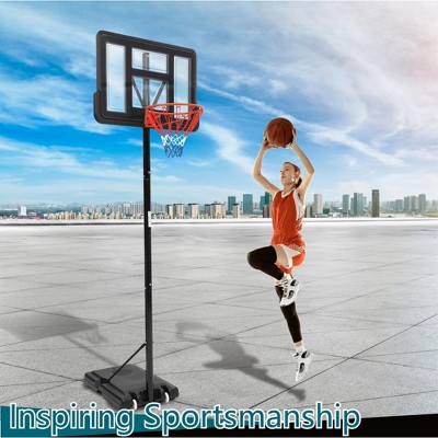 Basketball Hoop, Portable Outdoor 5.2-10FT Height Adjustable Goal with 44" Backboard & Wheels for Youth Adults