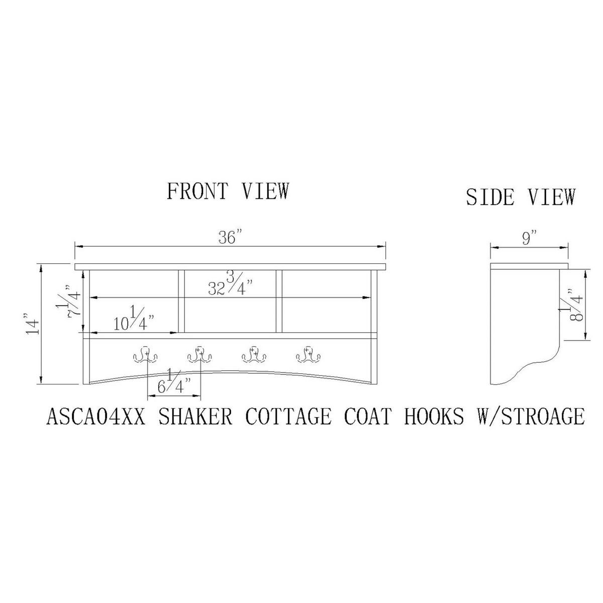 Shaker Cottage Coat Hooks with Storage - Alaterre Furniture - thumbnail 5