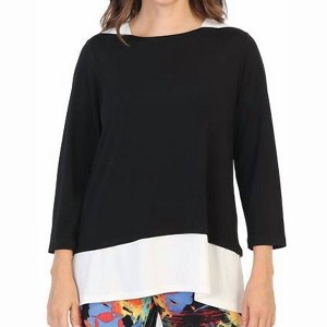 Women's ITY Knit Contrast Top - Jess & Jane - 1 of 3