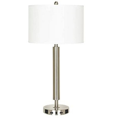 Cal Lighting 100W Metal Night Stand Lamp With 2 USB And 2 Power Outlets, On Off Rocker Base Switch