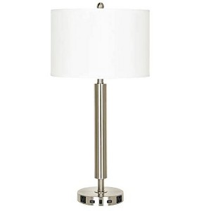 Cal Lighting 100W Metal Night Stand Lamp With 2 USB And 2 Power Outlets, On Off Rocker Base Switch - 1 of 3