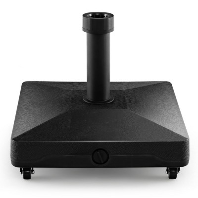 Tangkula Patio Umbrella Base w/ 4 Universal Wheels 2 Receivers Square Pole Stand Outdoor