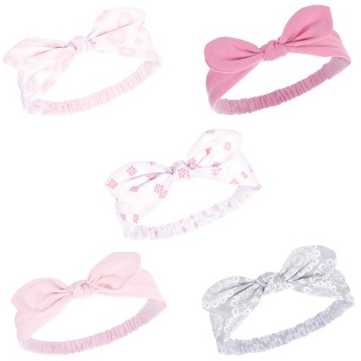 Hudson Baby Infant Girl Headbands 5pk, Lace Medallion, 0-24 Months