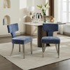 NicBex Modern Hardwood Upholstered Dining Chairs Set of 2 with Copper Nails & Curved Backrest,Linen Fabric Kitchen Chairs,Living Room Chairs - 2 of 4
