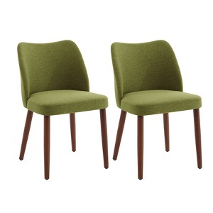 Linen Dining Chair Set, Upholstered Fabric Kitchen Chairs with Wood Legs, Wing Backrest, Thick Cushions, Leveling Feet. for Dining Room, Living Room - 1 of 4