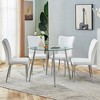 5-Piece Dining Set with Tempered Glass Table and 4 PU Armless Chairs - 2 of 4