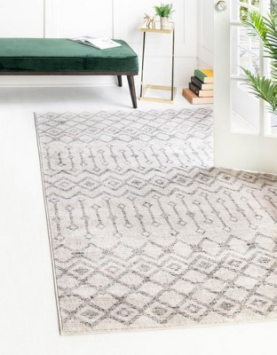 Eco-Friendly Ivory Geometric 4' x 6' Synthetic Area Rug