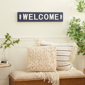 Farmhouse Wood Wall Decor Blue - Olivia & May: Welcome Sign, Modern Style, Vertical Orientation - 1 of 4