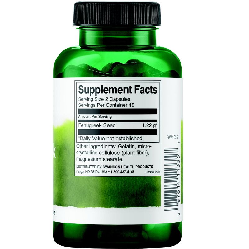 Swanson Herbal Supplements Fenugreek Seed 610 mg Capsule 90ct, 2 of 4