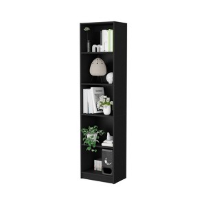 FONTOI Slim Bookcase with 5-Shelf, Bookcase with Five Storage Shelves for Small Space Home Office Library, Black, 17.72"*71.1"*11.77" - 1 of 4