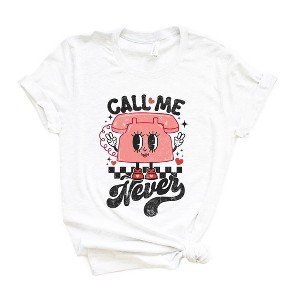 Simply Sage Market Women's Call Me Never Phone Short Sleeve Graphic Tee - 1 of 3