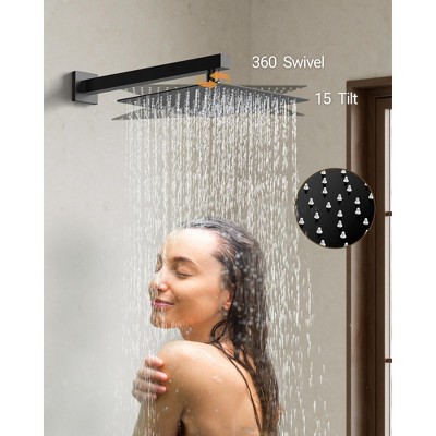 Matte Black Wall Mount Dual Shower Heads with Handheld and Valve