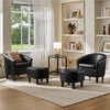 Yaheetech Set of 2 Faux Leather Barrel Chair and Ottoman Set for Bedroom Living Room - 2 of 4