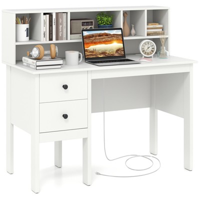 Tangkula Home Office Desk with Power Outlets Type-C 48'' Computer Desk Workstation