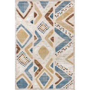 Nuloom Henley Geometric Pet Friendly Machine Washable Area Rug, 4' x 6', Blue Multicolor - 1 of 4