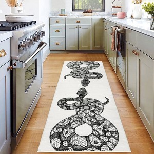GAOMON Modern Snake Pattern Area Rug Washable Rug Low Pile Non-Slip Backing Carpet, Black/White - 1 of 4