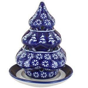 Blue Rose Polish Pottery 1289 Zaklady Christmas Tree Luminary - 1 of 2
