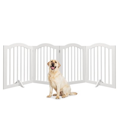 VisioGear Pet Doors, Gates and Pens, 27.6" Height Tall Freestanding Pet Gate with 2 pcs Support Feet for Stairs, White, 80"*0.71"*27.56"