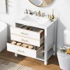 Okak 30" Modern Bathroom Vanity with Ceramic Sink, Gold Handles & Stripes, Bathroom Sink Vanities Storage Cabinet with Open Shelf & 2 Drawers - 3 of 4