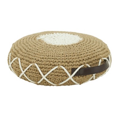 Saro Lifestyle Handle Design Woven Floor Pouf