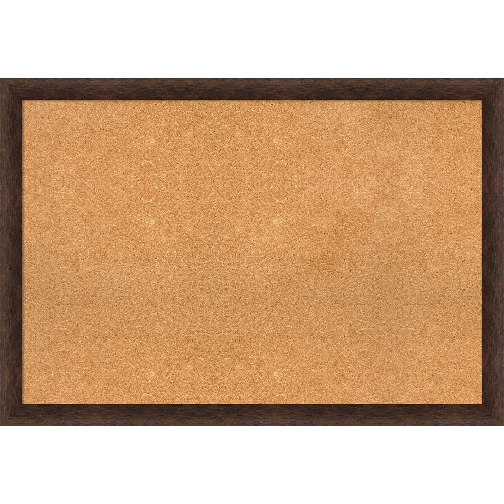 Photos - Dry Erase Board / Flipchart 39"x27" Narrow Wood Frame Natural Cork Board Warm Walnut - Amanti Art: Wal