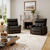 PU Leather Swivel Recliner, 22" Rocker Recliner Chair, Recliner Chair with 1.5x Sponge Filling, Side Pockets and Cup Holders, for Living Room Black - 2 of 4