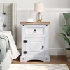 Bedside Cabinet White body and brown top Solid pine wood - 3 of 4