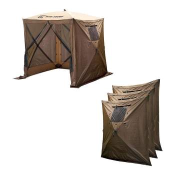 CLAM Quick Set Traveler 6 by 6 Foot Portable Pop Up Outdoor Camping Gazebo Screen Tent 4 Sided Canopy Shelter with Carry Bag and Wind Panel, Brown