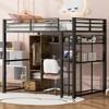 Whisen Full Size Metal Loft Bed with Built-in Wardrobe - Black - 2 of 4