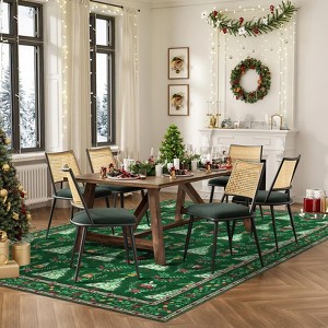 Christmas Area Rug, Xmas Tree Print Foldable Carpet with Non Slip Backing, Low Pile Stain Resistant Floor Carpet for Living Room, Bedroom - 1 of 4