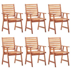 vidaXL Solid Acacia Wood Patio Dining Chairs - 6 Piece Set with Waterproof Cushions, Ideal for Outdoor Garden, Terrace, Patio. - 1 of 4