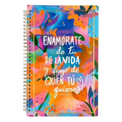 Universo Positivo Spiral Notebook Frida Kahlo Quote: Pink Flexible Cover, College Ruled, 6.5x10&#34;, 150 Pages, Spiral Binding