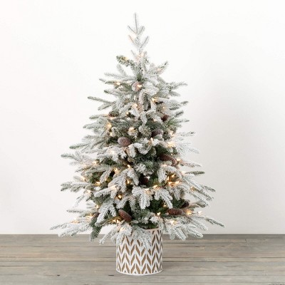4'H Sullivans Potted Lit Flocked Tree, Green
