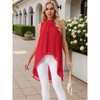 INSPIRE CHIC Women's Casual Tie Back Asymmetrical High Low Sleeveless Mock Neck Flowy Blouse - 2 of 4