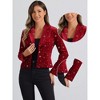 INSPIRE CHIC Women's Metallic Stars Printed Velvet 1 Button Business Office Crop Jacket - 2 of 4